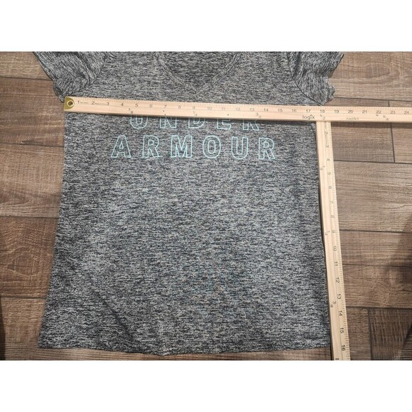 Under Armour V-Neck Women's Med Heather Grey Graphic Logo - Picture 5 of 5